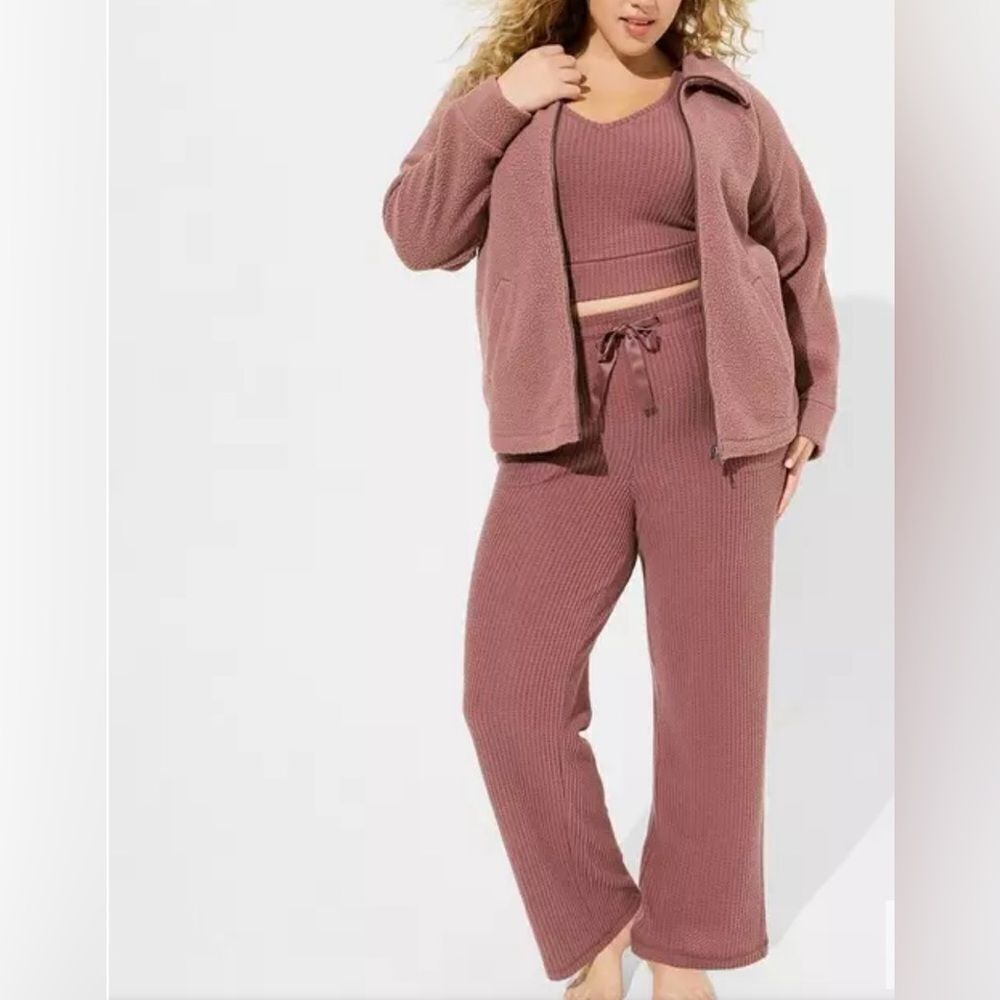 Torrid Dusty Rose Sherpa Zip Up Lounge Sweatshirt, Zipper Front, NWT 3X